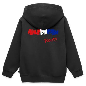 America Roots America - Kinder Premium Organic Zip Hoodie - Schwarz - Hinten - AI Model Kid Male (0cm)