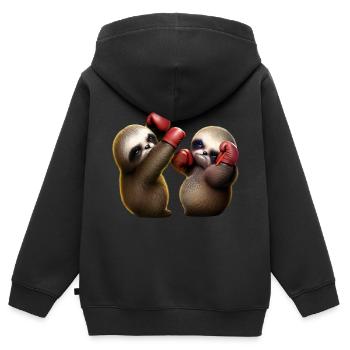 Niedliche Baby- Faultiere im Boxkampf - Kinder Premium Organic Zip Hoodie - Schwarz - Hinten - AI Model Kid Male (0cm)