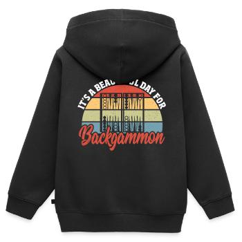 Backgammon - Kinder Premium Organic Zip Hoodie - Schwarz - Hinten - AI Model Kid Male (0cm)