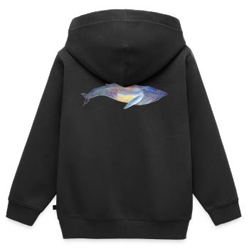 Baleine à bosse - baleine à bosse no 2 - Sweat Premium à capuche zippé enfant bio - noir - Dos - AI Model Kid Male (0cm)