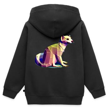 Polygon Frettchen - Kinder Premium Organic Zip Hoodie - Schwarz - Hinten - AI Model Kid Male (0cm)