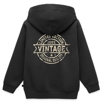 2021 Geboren Geburtstag Geburtsjahr Vintage - Kinder Premium Organic Zip Hoodie - Schwarz - Hinten - AI Model Kid Male (0cm)