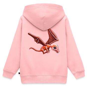 Ptérodactyle volant - Sweat Premium à capuche zippé enfant bio - rose - Dos - AI Model Kid Female (0cm)