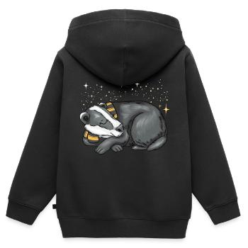 Schlafender Dachs - Kinder Premium Organic Zip Hoodie - Schwarz - Hinten - AI Model Kid Male (0cm)