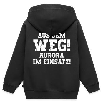 Aurora Lustiger Spruch Vorname Name Aurora - Kinder Premium Organic Zip Hoodie - Schwarz - Hinten - AI Model Kid Male (0cm)