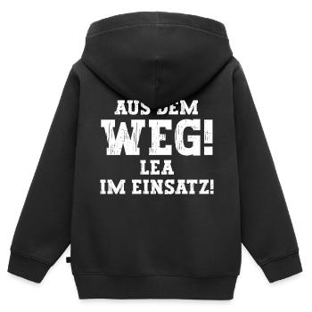 Lea Lustiger Spruch Vorname Name Lea - Kinder Premium Organic Zip Hoodie - Schwarz - Hinten - AI Model Kid Male (0cm)