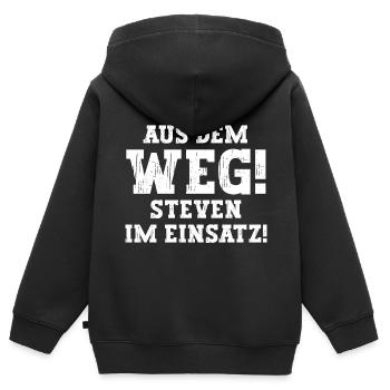 Steven Lustiger Spruch Vorname Name Steven - Kinder Premium Organic Zip Hoodie - Schwarz - Hinten - AI Model Kid Male (0cm)