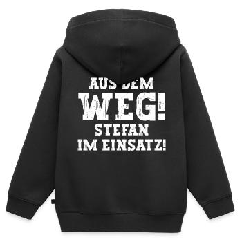Stefan Lustiger Spruch Vorname Name Stefan - Kinder Premium Organic Zip Hoodie - Schwarz - Hinten - AI Model Kid Male (0cm)