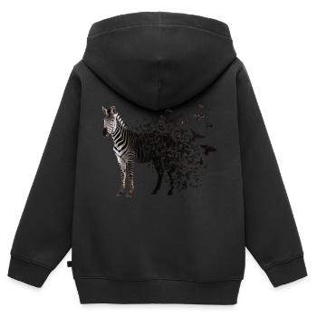 Zèbre - Sweat Premium à capuche zippé enfant bio - noir - Dos - AI Model Kid Male (0cm)