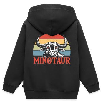 Halbbull-Minotaurus-Geschenk - Kinder Premium Organic Zip Hoodie - Schwarz - Hinten - AI Model Kid Male (0cm)