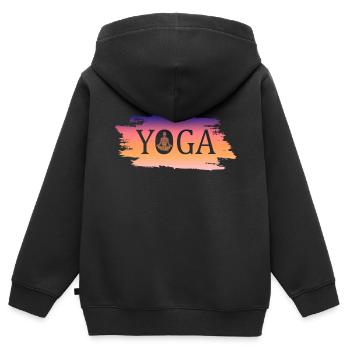 Yoga Namaste - Kinder Premium Organic Zip Hoodie - Schwarz - Hinten - AI Model Kid Male (0cm)
