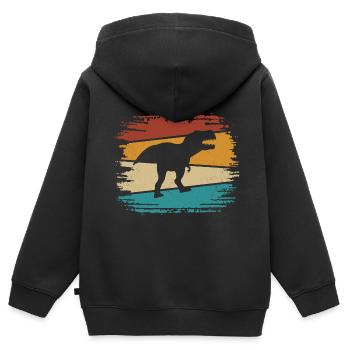 T-Rex - Sweat Premium à capuche zippé enfant bio - noir - Dos - AI Model Kid Male (0cm)