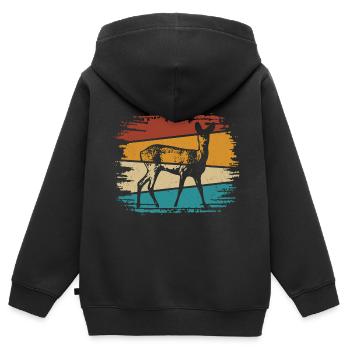 Reh - Kinder Premium Organic Zip Hoodie - Schwarz - Hinten - AI Model Kid Male (0cm)