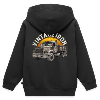 LKW Vintage Trucker Truckerfan Fernfahrer - Kinder Premium Organic Zip Hoodie - Schwarz - Hinten - AI Model Kid Male (0cm)