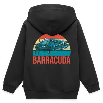 Cadeau pour les amateurs de poissons Barracuda - Sweat Premium à capuche zippé enfant bio - noir - Dos - AI Model Kid Male (0cm)