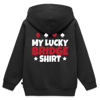 Bridge Kartenspiel Geschenk - Kinder Premium Organic Zip Hoodie - Schwarz - Hinten - AI Model Kid Male (0cm)