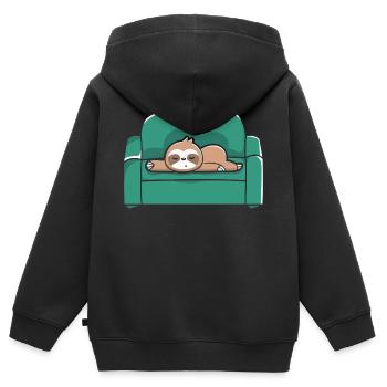 Sloth Sofa Chill Relax - Kids Premium Organic Zip-up Hoodie - black - Back - AI Model Kid Male (0cm)