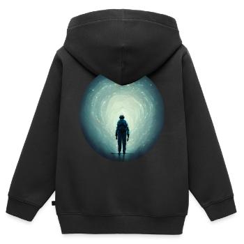 Astronaut im All - Kinder Premium Organic Zip Hoodie - Schwarz - Hinten - AI Model Kid Male (0cm)