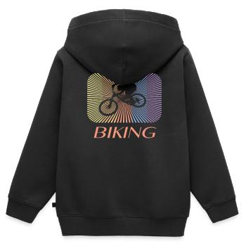 biking - Kinder Premium Organic Zip Hoodie - Schwarz - Hinten - AI Model Kid Male (0cm)