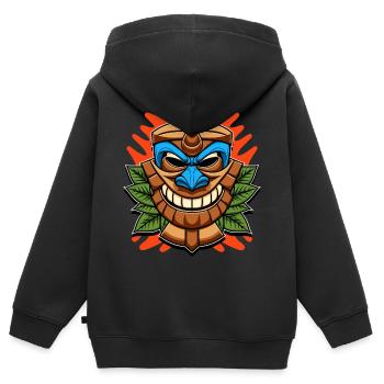 Tiki Statue - Sweat Premium à capuche zippé enfant bio - noir - Dos - AI Model Kid Male (0cm)