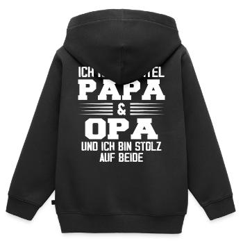Opa Ich Habe Zwei Titel Und Bin Stolz - Kinder Premium Organic Zip Hoodie - Schwarz - Hinten - AI Model Kid Male (0cm)