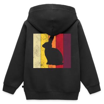 Rabbit Retro Rabbit Easter Gift - Kids Premium Organic Zip-up Hoodie - black - Back - AI Model Kid Male (0cm)
