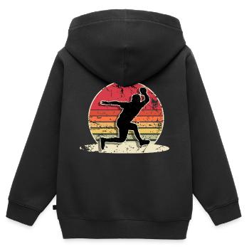 Tischtennis - Kinder Premium Organic Zip Hoodie - Schwarz - Hinten - AI Model Kid Male (0cm)