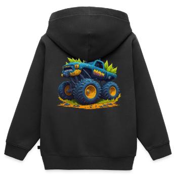 Monstertruck - Kinder Premium Organic Zip Hoodie - Schwarz - Hinten - AI Model Kid Male (0cm)