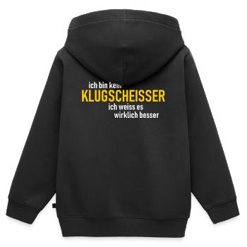 ich bin kein Klugscheisser, ich weiss es w. besser - Kinder Premium Organic Zip Hoodie - Schwarz - Hinten - AI Model Kid Male (0cm)