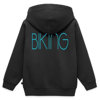 biking - Kinder Premium Organic Zip Hoodie - Schwarz - Hinten - AI Model Kid Male (0cm)