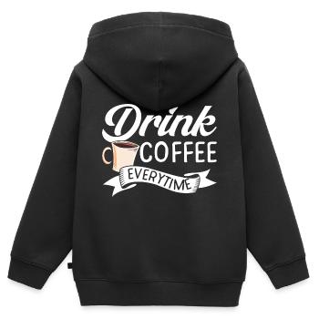 Drink Coffee Einhorn - Kinder Premium Organic Zip Hoodie - Schwarz - Hinten - AI Model Kid Male (0cm)