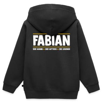 Fabian - Kinder Premium Organic Zip Hoodie - Schwarz - Hinten - AI Model Kid Male (0cm)