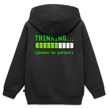 Denken bitte geduldig sein Lustiger Laden-Aussenseiter - Kinder Premium Organic Zip Hoodie - Schwarz - Hinten - AI Model Kid Male (0cm)