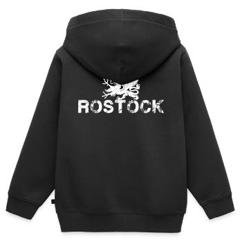 Rostock - Kinder Premium Organic Zip Hoodie - Schwarz - Hinten - AI Model Kid Male (0cm)