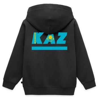 Kasachstan Flagge Fahne KAZ - Kinder Premium Organic Zip Hoodie - Schwarz - Hinten - AI Model Kid Male (0cm)
