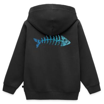 Fisch Gräten Fischskelett Fischgräten Kritzelei - Kinder Premium Organic Zip Hoodie - Schwarz - Hinten - AI Model Kid Male (0cm)