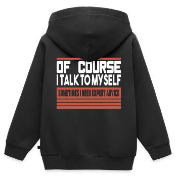 Bien sûr que je me parle à moi-même - Sweat Premium à capuche zippé enfant bio - noir - Dos - AI Model Kid Male (0cm)