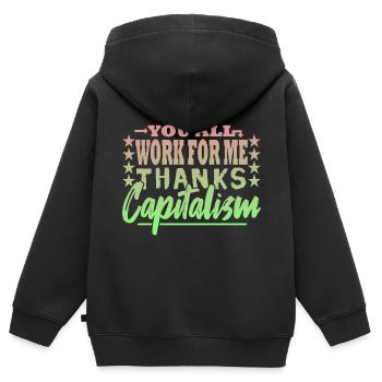 Ihr alle arbeitet für mich - Kapitalist - Kinder Premium Organic Zip Hoodie - Schwarz - Hinten - AI Model Kid Male (0cm)