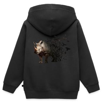 Nashorn - Kinder Premium Organic Zip Hoodie - Schwarz - Hinten - AI Model Kid Male (0cm)