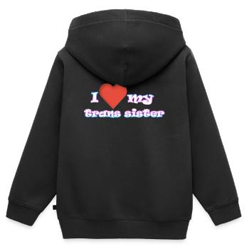 Ich liebe meine trans Schwester - Kinder Premium Organic Zip Hoodie - Schwarz - Hinten - AI Model Kid Male (0cm)