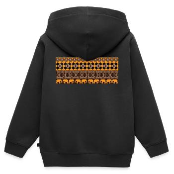 Woezoo - Ancestral African fabric atmosphere - Kids Premium Organic Zip-up Hoodie - black - Back - AI Model Kid Male (0cm)