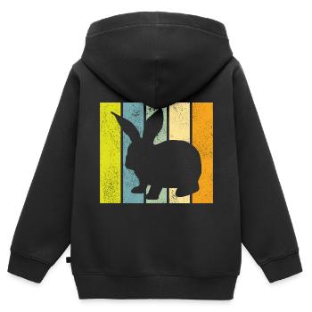 Rabbit Retro Rabbit Easter Gift - Kids Premium Organic Zip-up Hoodie - black - Back - AI Model Kid Male (0cm)