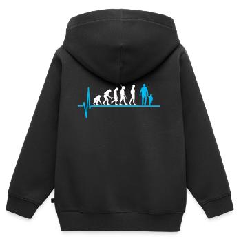 Vater Kind Evolution Papa Vaterschaft - Kinder Premium Organic Zip Hoodie - Schwarz - Hinten - AI Model Kid Male (0cm)