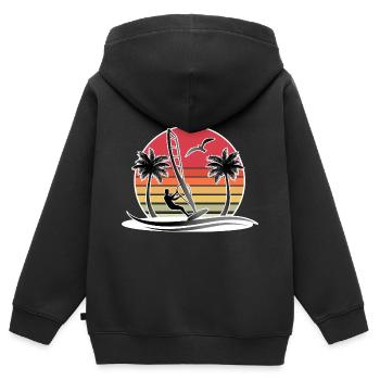 Planche à voile Windsurf Windsurf - Sweat Premium à capuche zippé enfant bio - noir - Dos - AI Model Kid Male (0cm)