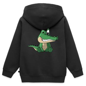 Funny cute crocodile - Kids Premium Organic Zip-up Hoodie - black - Back - AI Model Kid Male (0cm)
