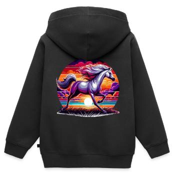 Arabische Pferdekunst - Kinder Premium Organic Zip Hoodie - Schwarz - Hinten - AI Model Kid Male (0cm)