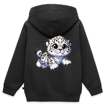 Snow Leopard Leopard White Leopard - Kids Premium Organic Zip-up Hoodie - black - Back - AI Model Kid Male (0cm)
