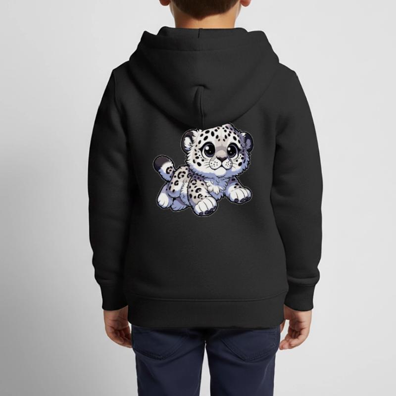 Snow Leopard Leopard White Leopard Kids Premium Organic Zip-up Hoodie