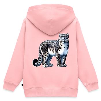 Schneeleopard Leopard Weißer Leopard - Kinder Premium Organic Zip Hoodie - Rosa - Hinten - AI Model Kid Female (0cm)