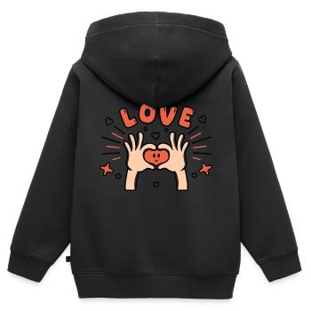 Liebe Ich liebe Aufkleber amour je t'aime - Kinder Premium Organic Zip Hoodie - Schwarz - Hinten - AI Model Kid Male (0cm)